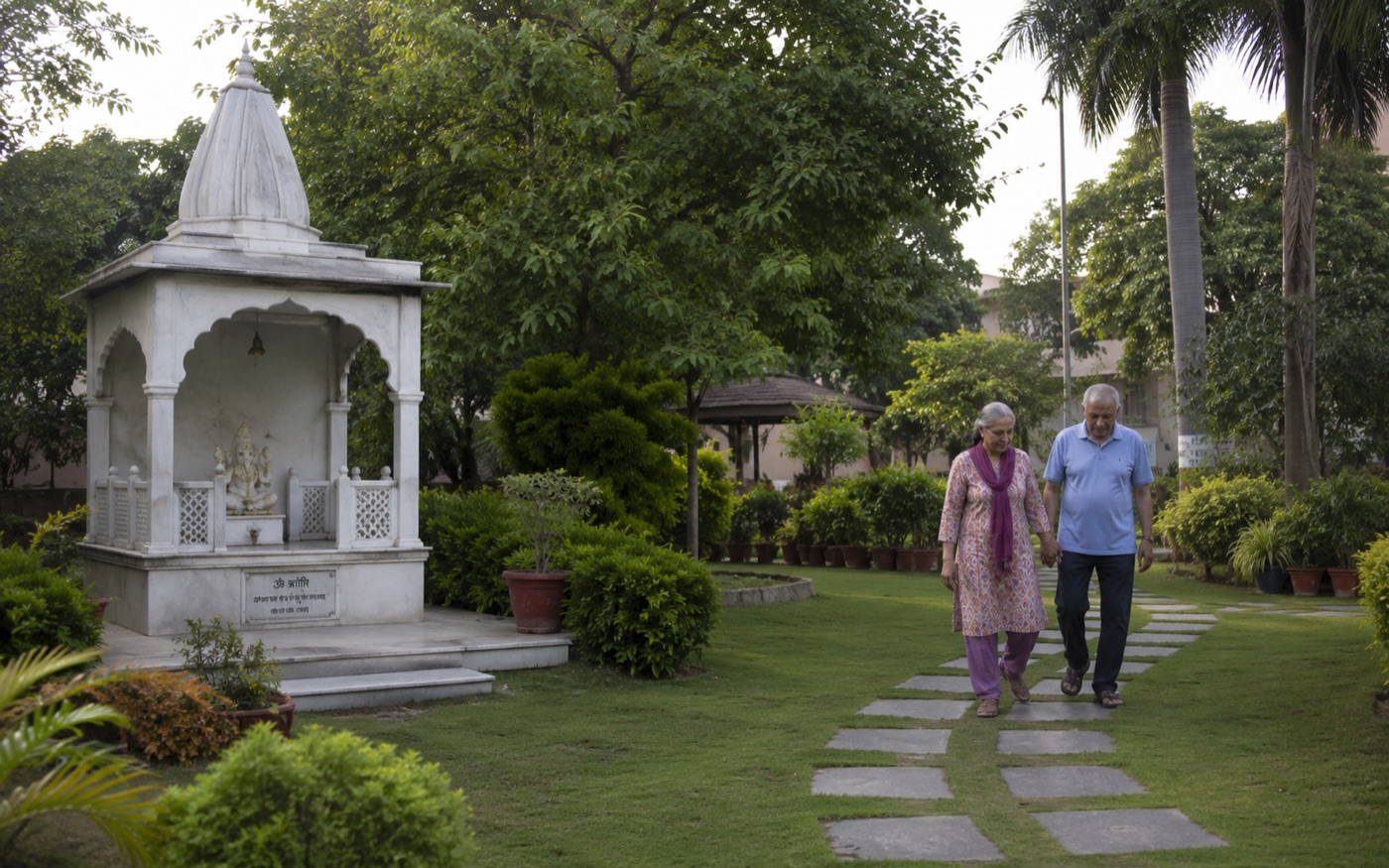 The garden with temple at our residence